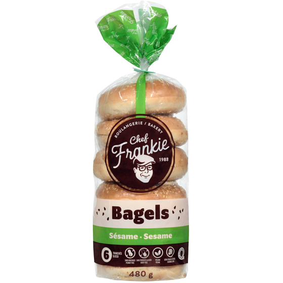 Chef Frankie Bagel style montréal graines de sesame tranché 480 g, 1,25 $/100g