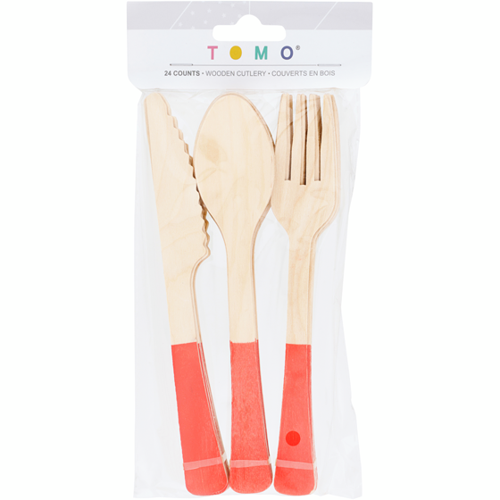 Tomo Solid 24ct Wood Cutlery Red 1 ea, $3.50/1ea