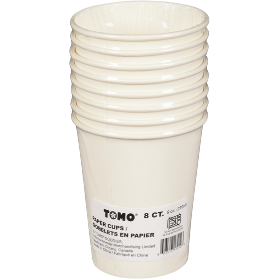 Tomo Solid 8ct Paper Cups White 1 ea, $2.00/1ea
