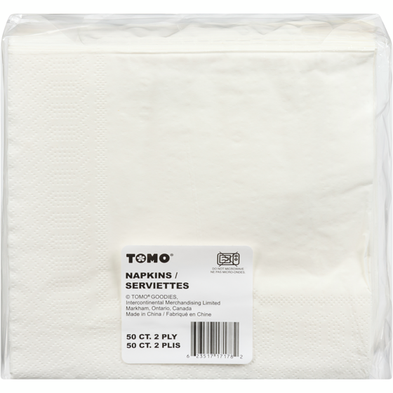 Tomo Solid 50ct Napkins White 1 ea, $3.00/1ea