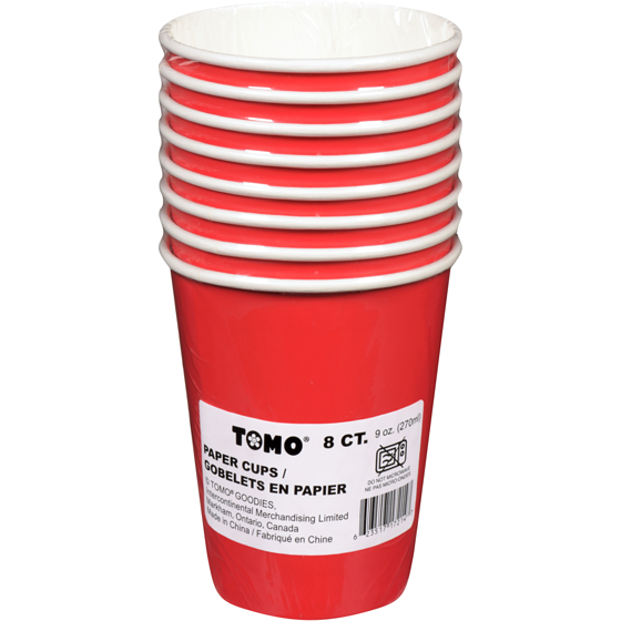 Tomo Solid 8ct Paper Cups Red 1 ea, $2.00/1ea