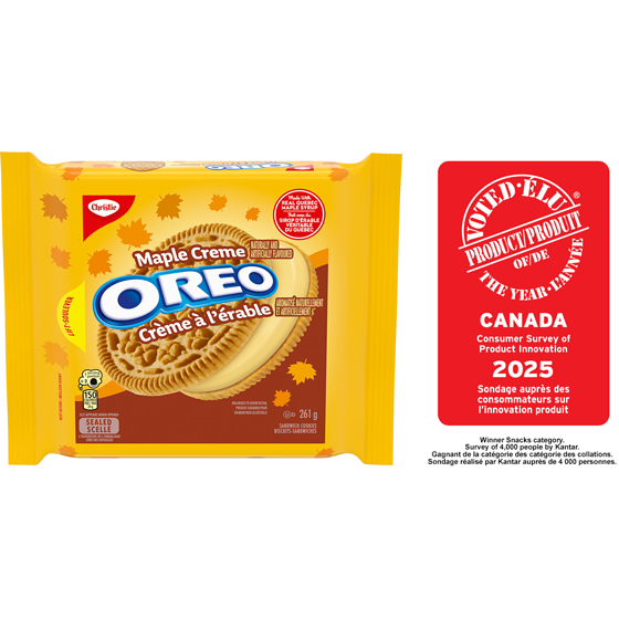 Christie Biscuits-sandwiches OREO Crème à l’érable, sirop d'érable véritable 261 g, 1,44 $/100g
