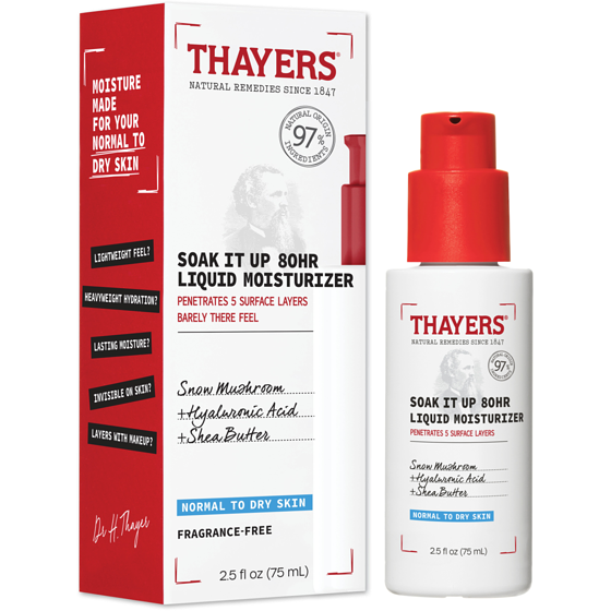 Thayers Soak It Up 80hr Liquid Moisturizer, Facial Moisturizer With Hyaluronic Acid And Snow Mushroom 75 ml, $39.99/100ml