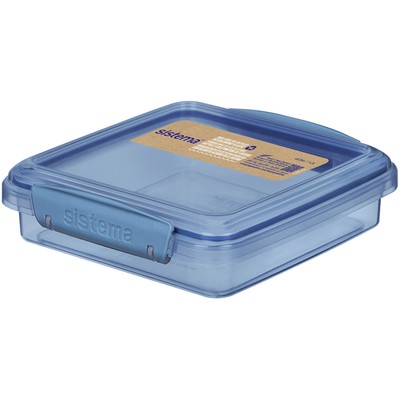 Sistema Ocean Bound Plastic Sandwich Box, Food Storage Container and Lunch Box, BPA-Free, Made Using Recycled Plastic, Teal or Blue (Not Selectable) 1 ea, $6.00/1ea