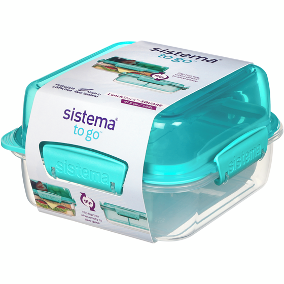 Sistema To Go Lunch Stack Square Lunch Box, Colour May Vary, 1 Pack 1 ea, $12.00/1ea