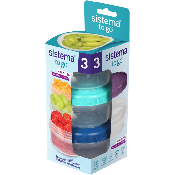 Sistema To Go Mini Bites, Assorted Colours, 3 Pack 3 ea, $2.00/1ea