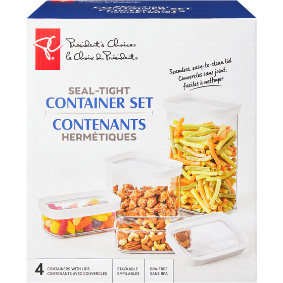 President's Choice Seal Tight Container 4 Piece Set 1 ea, $25.00/1ea