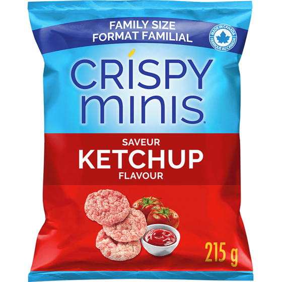 Quaker Crispy Minis Ketchup Family Size  215 g, $2.79/100g