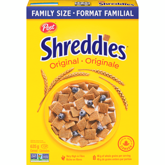 Post Shreddies céréales originale format familial 635 g, 0,87 $/100g