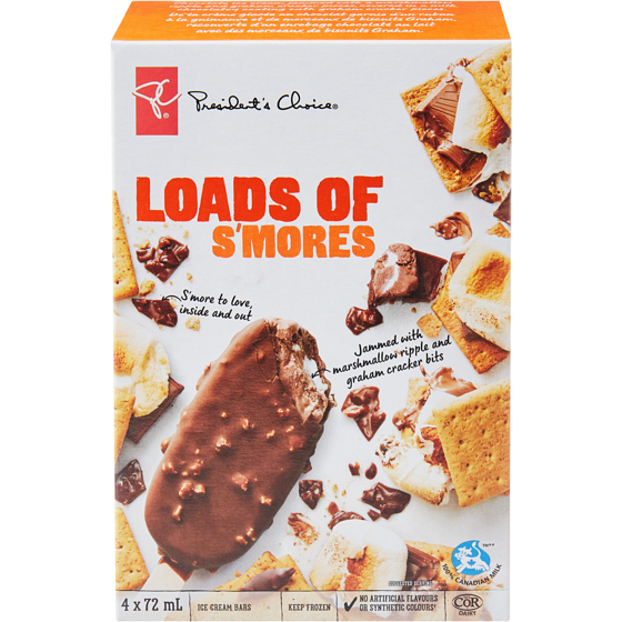 President's Choice Loads of S'mores Ice Cream Bar 288 ml, $2.26/100ml