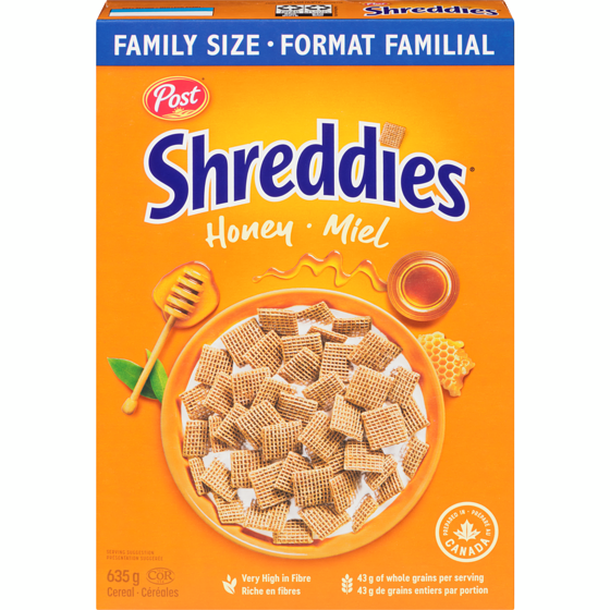 Post Miel Shreddies format familial 635 g, 0,94 $/100g