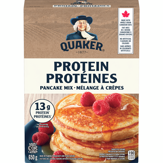 Quaker Buttermilk Protein Pancake Mix  650 g, $1.23/100g