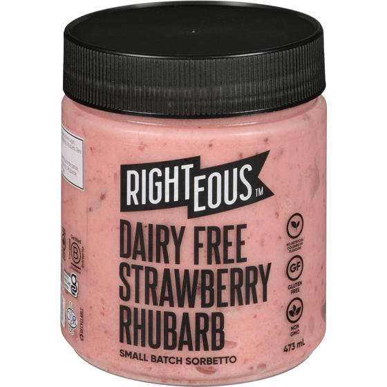 Righteous Small Batch Sorbetto Dairy Free Strawberry Rhubarb 473 ml, $1.37/100ml