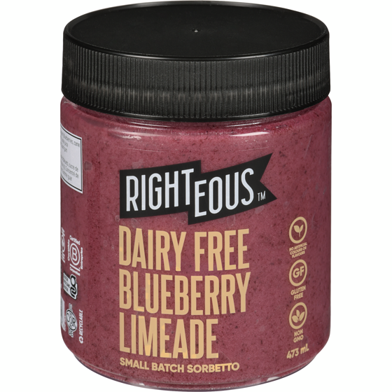 Righteous Small Batch Sorbetto Dairy Free Blueberry Limeade 473 ml, $1.37/100ml