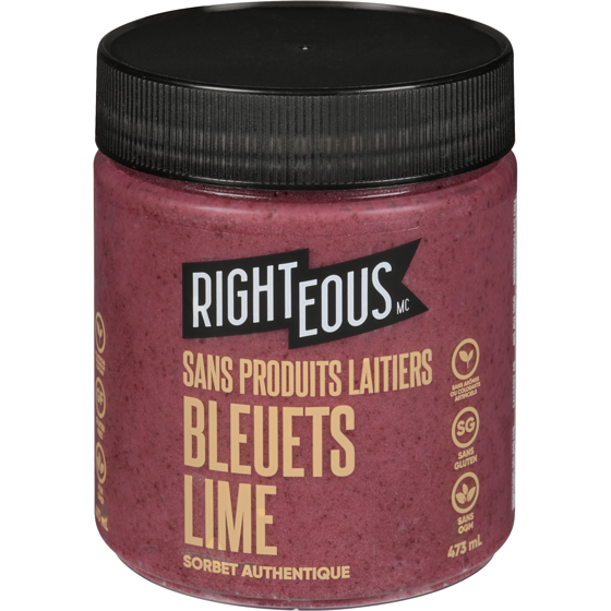Righteous Sorbet authentique sans produits laitiers bleuets lime 473 ml, 1,79 $/100ml