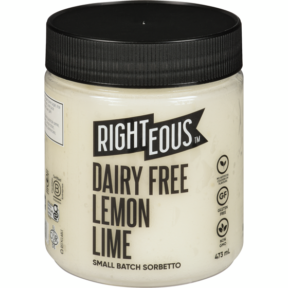 Righteous Small Batch Sorbetto Dairy Free Lemon Lime 473 ml, $1.37/100ml