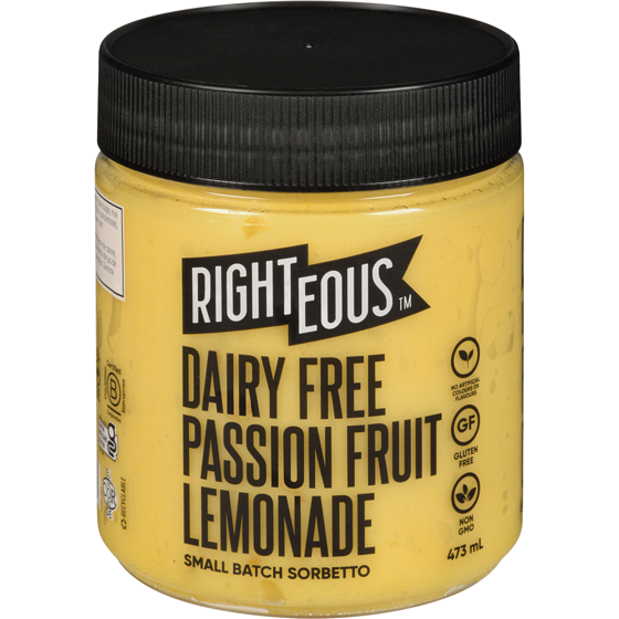 Righteous Small Batch Sorbetto Dairy Free Passion Fruit Lemonade 473 ml, $1,374.21/100ml