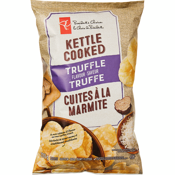 le Choix du Président Croustilles cuites à la marmite à saveur de truffes 200 g, 1,50 $/100g