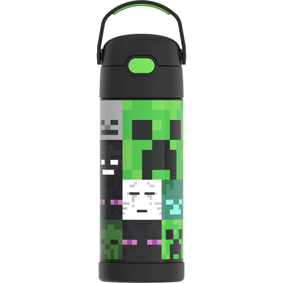 Thermos Bouteille de paille isolée sous vide en acier inoxydable avec poignée de caution - Minecraft 1 ea, 22,00 $/1ch