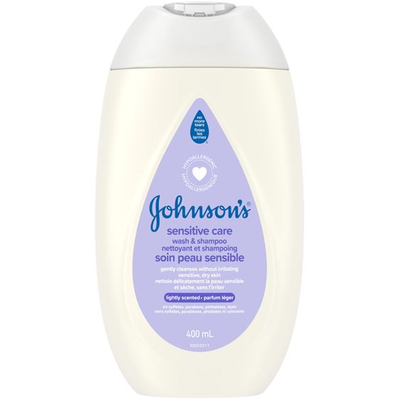 Johnsons Nettoyant et shampoing Soin peau sensible, parfum léger 400 ml, 1,95 $/100ml