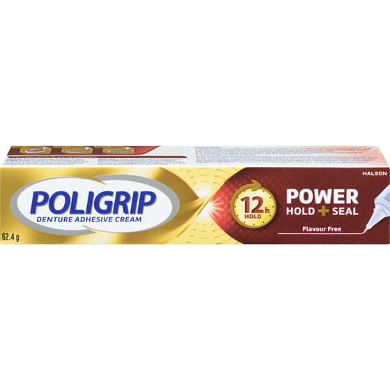 Poli Grip Denture Adhesive Cream Power Hold + Seal Flavour Free 62.4 g, $15.69/100g