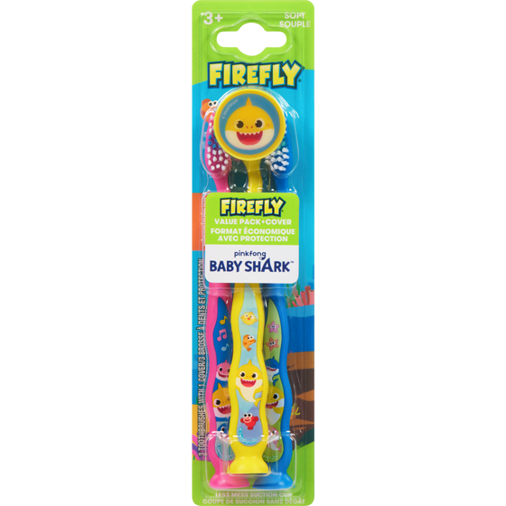 Firefly Baby shark 3 brosse à dents et protection 3+ souple format économique avec protection 1 ea, 5,99 $/1ch