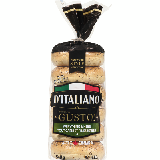 D'Italiano Gusto! Everything & Herbs Bagels 540 g, $0.89/100g