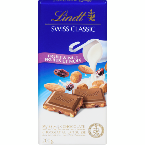 Lindt SWISS CLASSIC Fruit & Nut Milk Chocolate Bar 200 g, $4.25/100g