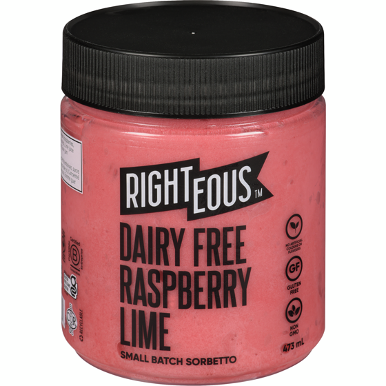 Righteous Dairy Free Sorbetto, Raspberry Lime 473 ml, $1.58/100ml