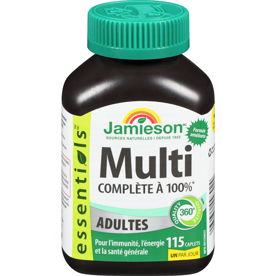 Jamieson Essentials multi complète à 100% adultes 115 ea, 0,20 $/1ch