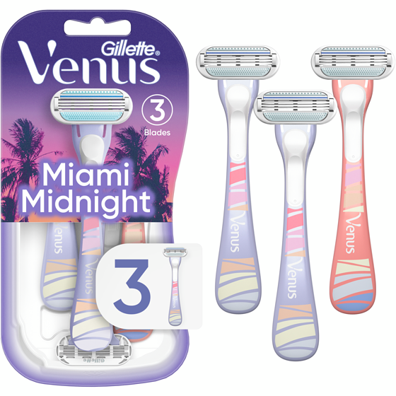 Gillette Miami Midnight Smooth Women's Disposable Razors with Aloe, 3 Razors 3 ea, $3.83/1ea