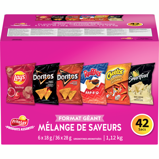 Frito-Lay Emballage de produits assortis Mélange de saveurs 1116 g, 1,88 $/100g