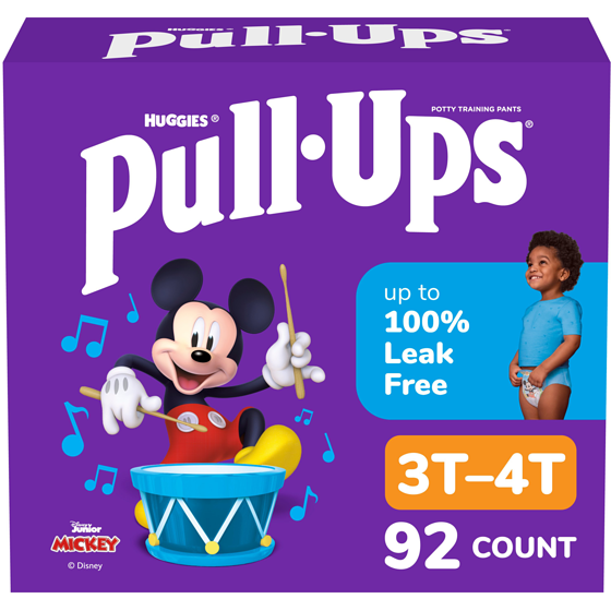 Huggies Pull-Ups Boys' Potty Training Pants, 3T-4T (32-40 lbs), 92 Count 92 ea, $0.48/1ea