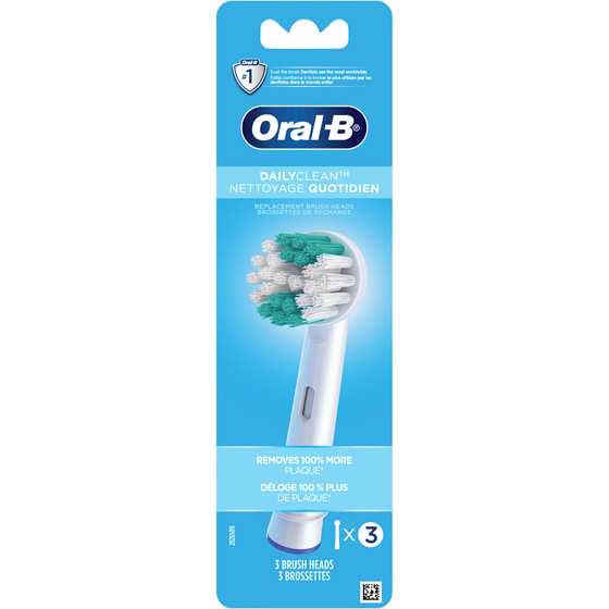 Oral-B Brossettes de rechange nettoyage quotidien pour brosse à dents électrique 3 ea, 12,00 $/1ch