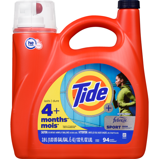 Tide + Détergent à lessive Sport, 94 lavages 3.9 l, 0,56 $/100ml
