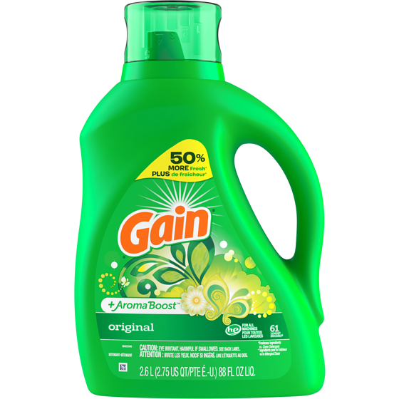 Gain + Aroma Boost Liquid Laundry Detergent, Original Scent, 61 Loads, HE Compatible 2.6 l, $0.54/100ml