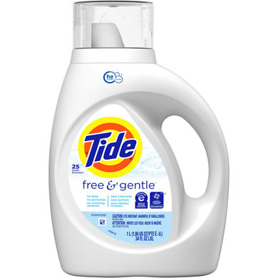Tide Free & Gentle Liquid Laundry Detergent, 25 Loads, HE Compatible 1 l, $0.50/100ml
