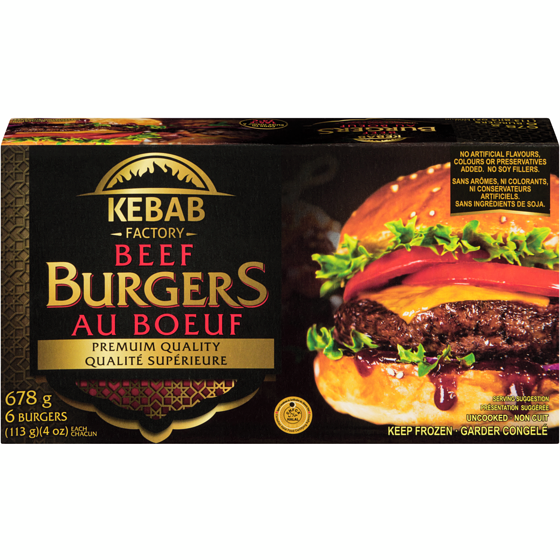 Kebab Factory Beef Burgers Halal 678 g, $2.06/100g