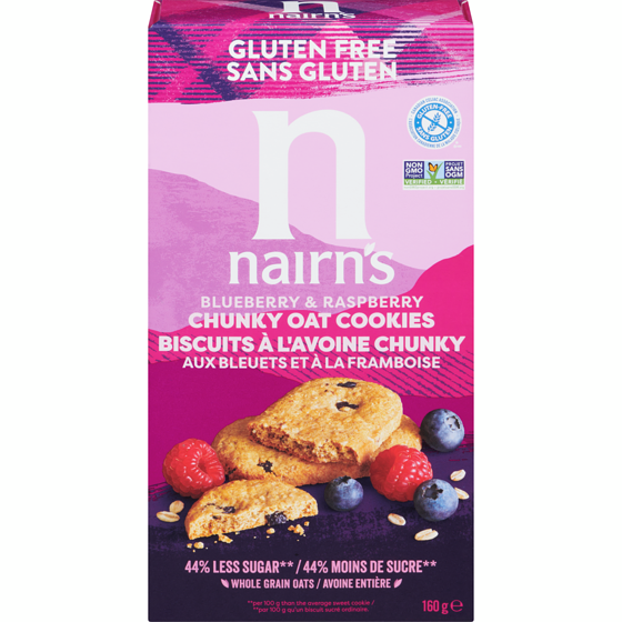 Nairn's Chunky Oat Cookies Blueberry & Raspberry 160 g, $4.06/100g
