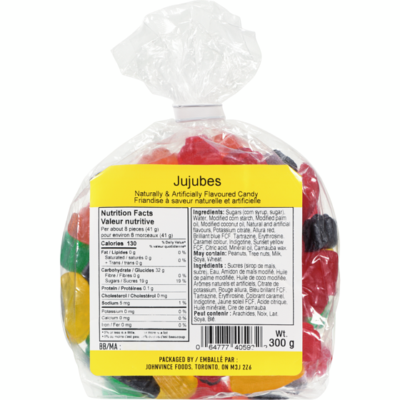 Johnvince Foods Candy Jujubes 300 g, $1.33/100g