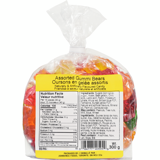 Johnvince Foods Candy Assorted Gummi Bears 300 g, $1.00/100g
