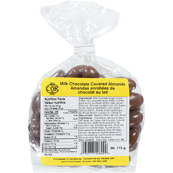 Johnvince Foods Milk Chocolate Covered Almonds 175 g, $2.29/100g