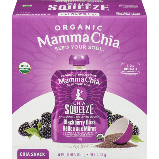 Mamma Chia Chia Squeeze Chia Snack Blackberry Bliss Organic 396 g, $2.27/100g