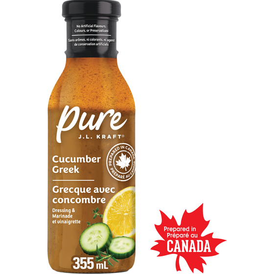 Kraft Vinaigrette et marinade grecque au concombre pure j.l. kraft, bouteille 355 ml, 1,55 $/100ml