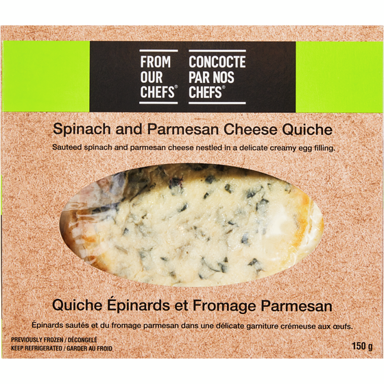 From Our Chefs Spinach and Parmesan Cheese Quiche 590 g, $2.20/100g