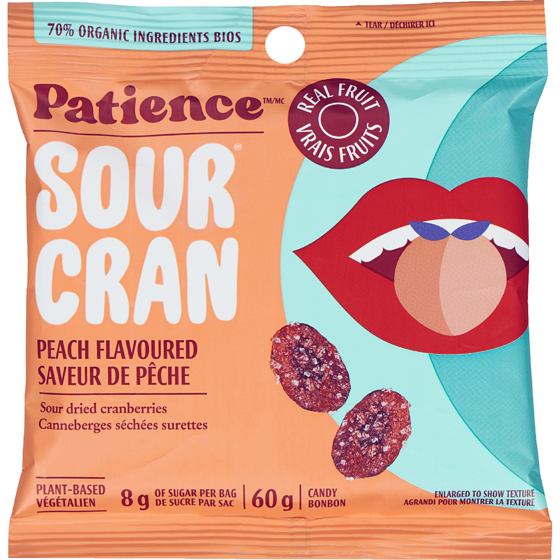 PATIENCE FRUIT & CO Sourcran Sour Peach Flavoured 60 g, $5.48/100g