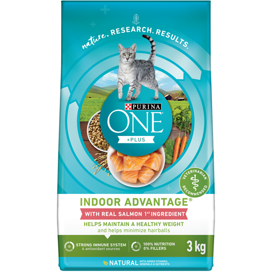 Purina ONE +Plus Indoor Advantage Salmon, Dry Cat Food 3 kg, $0.80/100g
