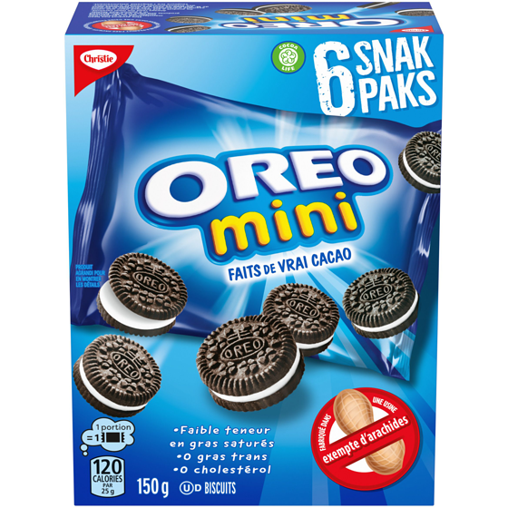 Christie Mini biscuits-sandwiches au chocolat OREO L’original 150 g, 2,00 $/100g