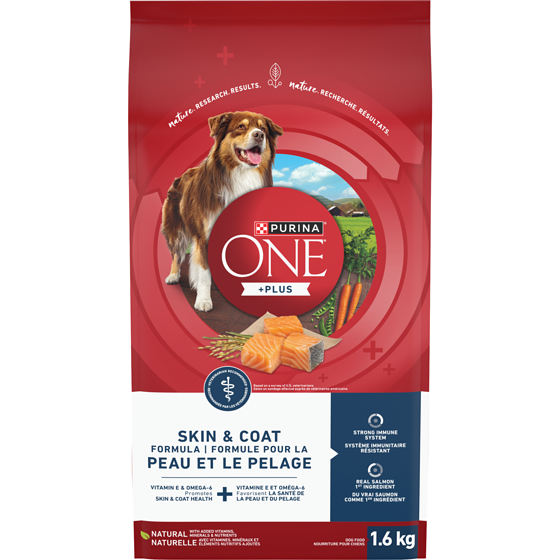 Purina ONE +Plus Formule Pour la Peau et le Pellage Saumon, Nourriture Sèche pour Chiens 1.6 kg 1.6 kg, 0,94 $/100g