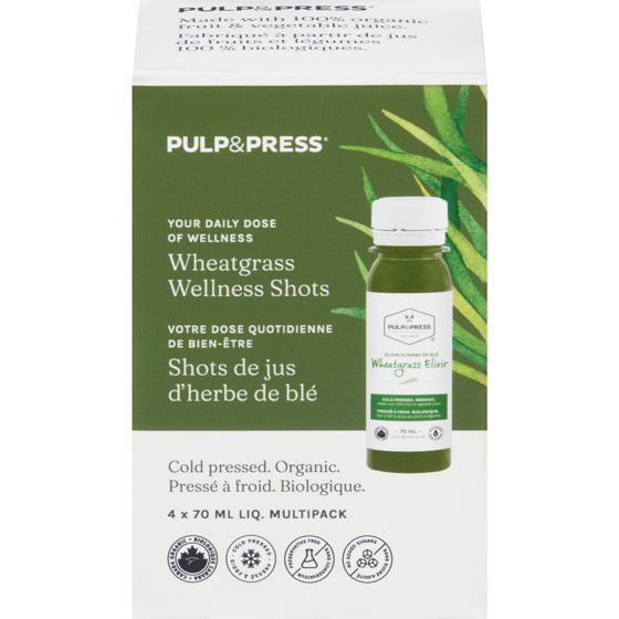 Pulp and Press Wheatgrass Wellness Shots 4x70.0 ml, $5.00/100ml
